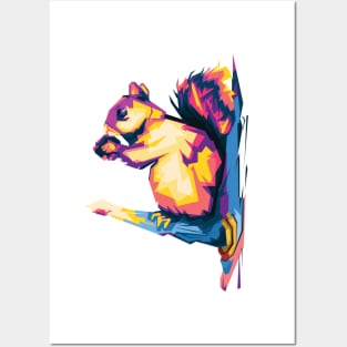 Squirrel colorful Posters and Art